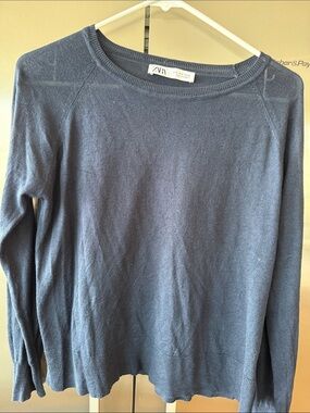Zara Dark Blue Crewneck Sweater